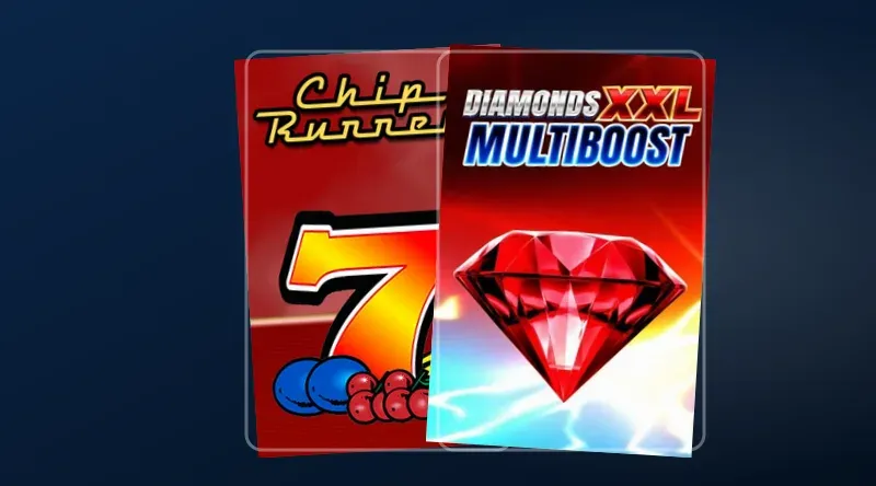 Automaty w lobby SpinMama – okładki Chip Runner i Diamonds XXL Multiboost
